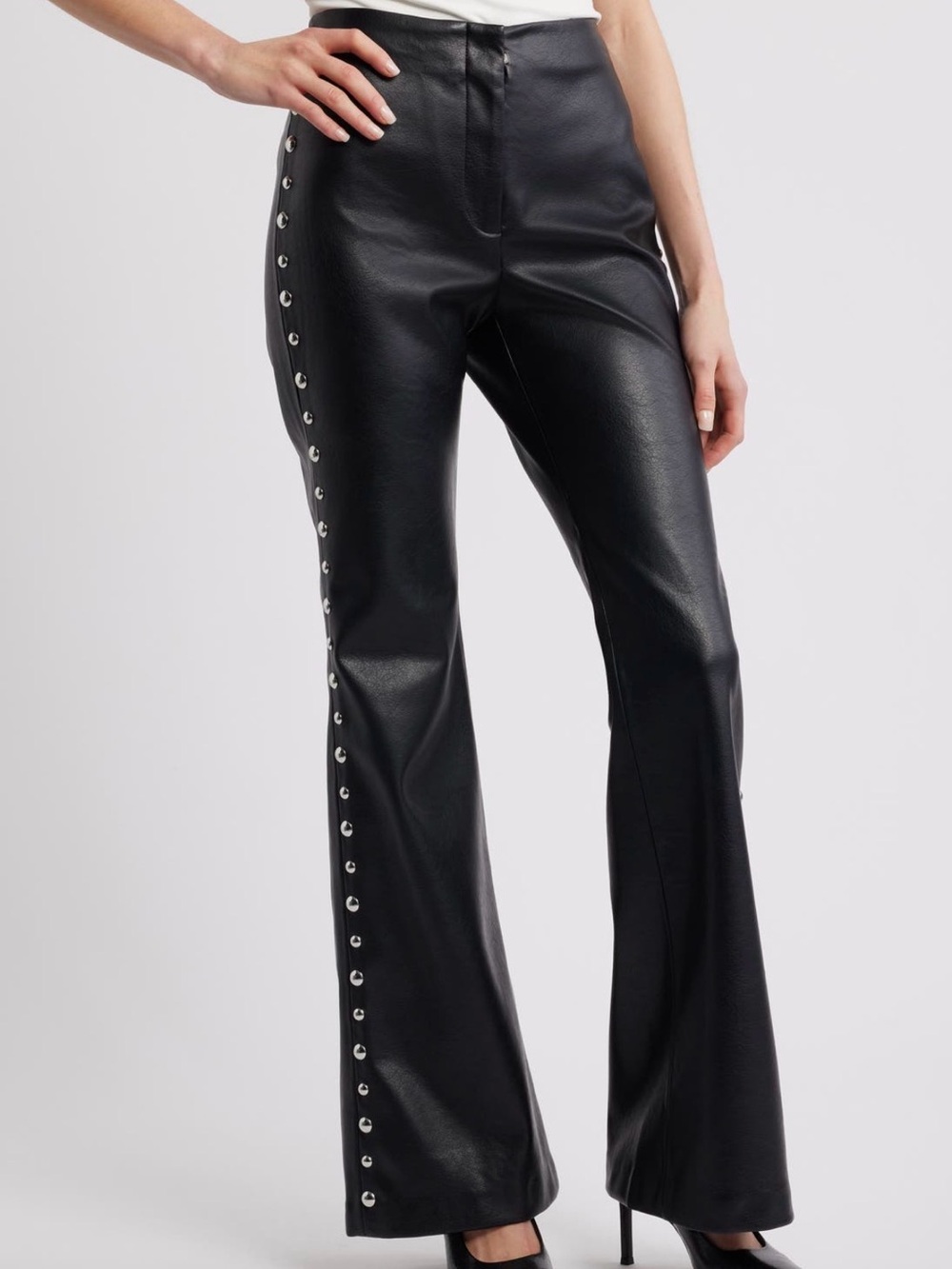 MANGO Ares Flare Faux Leather Pants